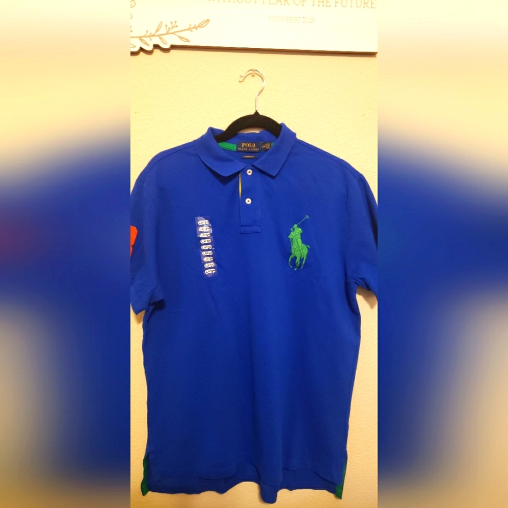 Polo Ralph Lauren Blue Shirt with Green Logo